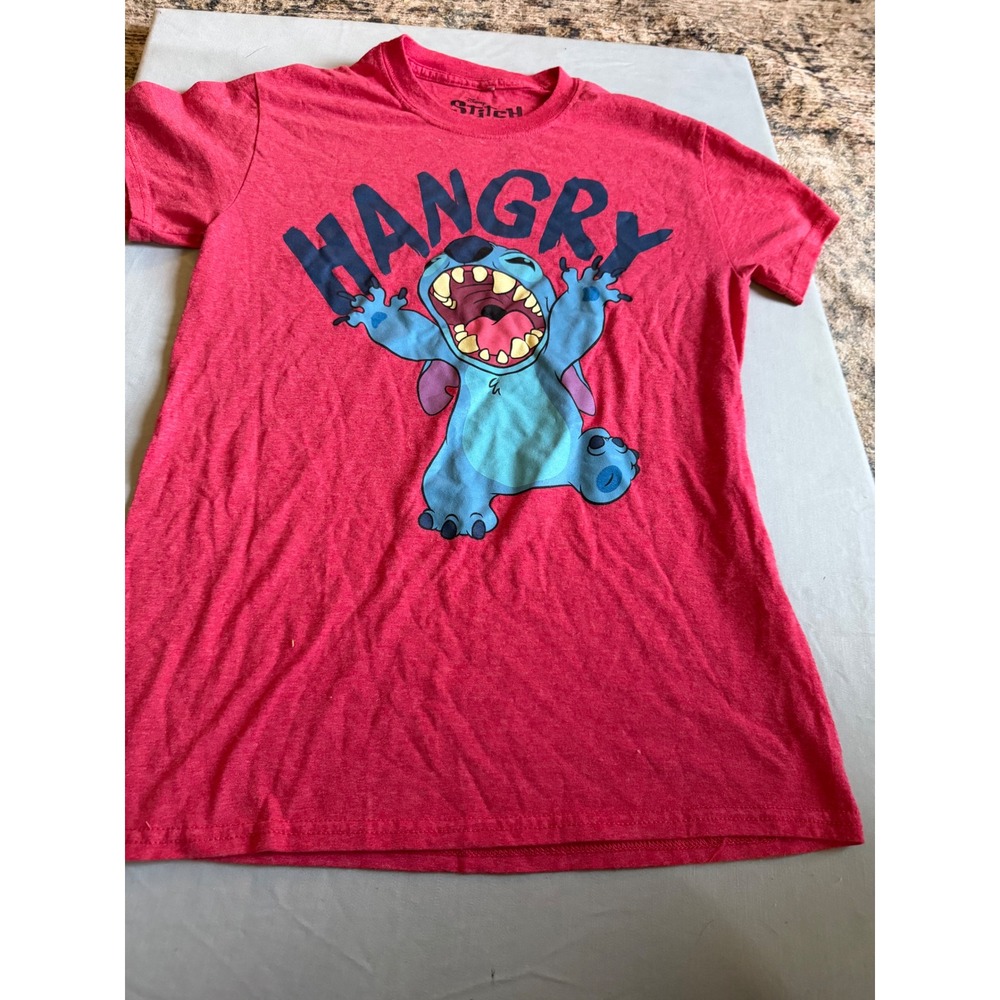 Disneycore Mens Disney Stitch Hangry Graphic T-Shirt Small Heather Red
